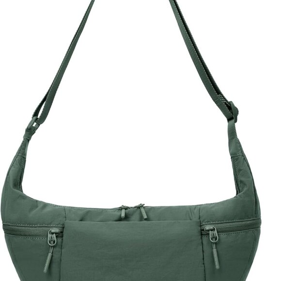 Nylon Crescent Crossbody Bag, Sloughy Shoulder Hobo Bag for Women, Lightweight M - Picture 1 of 7